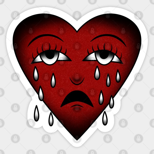 Traditional Crying Heart Sticker by Ames-O-Art